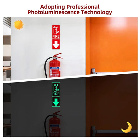 Legit Glow In The Dark Fire Extinguisher Sign Sticker With Directional Arrow Fo Sho Visible During Power Outages And Smoke For Quick Emergency Access