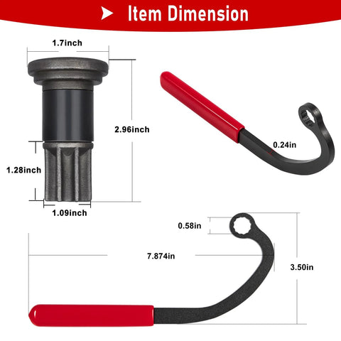 13mm injection pump idle lock nut wrench and barring tool with red-handled gear puller for Cummins 5.9L VP44 engines