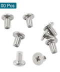 Dead Nuts Tight M3 X 5mm Round Flat Head Machine Screws 100 Pack, stainless steel screws with Phillips drive, ideal for repairs.