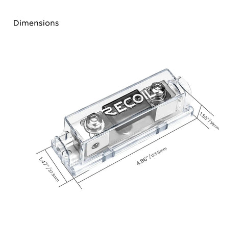 Inline ANL Fuse Holders 150 Amp, Dual Pack With Reducers, 0/2/4 Gauge In And Out, Includes 2 X 150A Fuses, Zinc Die Cast, Marine Grade