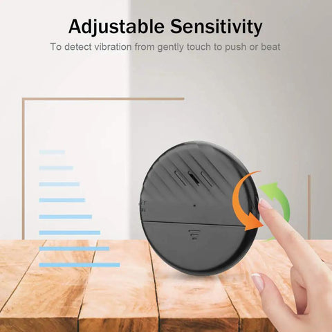 Ultra Slim Glass Break Alarm For Windows And Doors 125 dB Vibration Sensor Detector Anti Theft Home Security Kit Adjustable Sensitivity No False Alarms 4 Pack Black adjustable sensitivity close-up