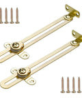 6.7 Inch Folding Lid Hinge 2 Pack Gold Brass Plated Iron Lid Stay For Cabinets Jewelry Boxes And Wooden Trunks, screws included