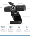 Plug And Shoot 1080P Hd Webcam With Built In Stereo Mic For Desktop Pc And Laptop Boasting A Crisp 90 Degree Lens and Privacy Cover.