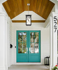 3 Light Outdoor Pendant Light Fixture In Black And Brushed Nickel Finish With Clear Glass For Patio Porch Entryway
