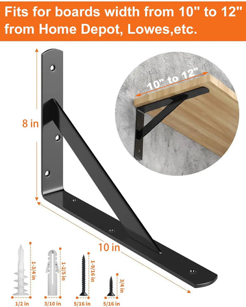 Beefy 12 Pack Shelf Brackets For 10 To 12 Inch Floating Shelves 90 Degree Triangle Wall Mounts Supports Up To 250 Lbs Per Pair