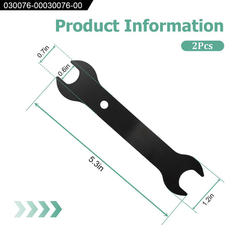 Two Pack Pro Grade Replacement Grinder Wrench Set For Popular Die Grinders, dimensions shown, black steel wrench.