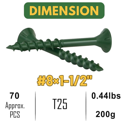 Deck Screws For Outdoor Wood Fence And Decking, Built To Last, Rust Resistant Epoxy Coated With 1000 Hours Salt Spray Protection