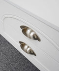 10 Pack 3 Inch Cabinet Cup Pulls In Brushed Nickel For Kitchen Cabinets And Furniture, installed on white drawer