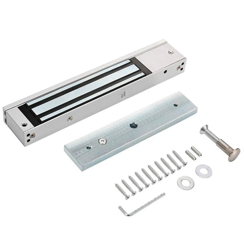 Lock Down Your Spot With This Solid Door Access Control Kit Featuring Heavy Duty 600 Lb Electromagnetic Lock, silver metal parts.