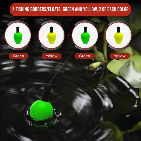 High Visibility Fishing Floats Set With Bright Green And Yellow Bobbers To See Bites Fast And Nail More Trout Crappie Walleye Panfish