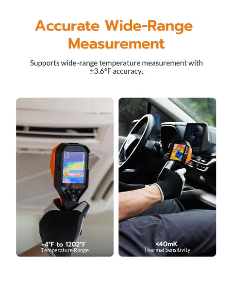 GT27D WiFi Thermal Camera with IR and Visible Light 640x480 High Resolution Real Time Imaging UIRA IR Enhanced Sensor for Pro Grade Temperature Readouts Hotspot Detection and Hidden Defect Scanning used for AC vent and car dashboard testing