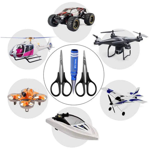 RC Body Trim Kit With Reamer Hole Puncher And Curved And Straight Scissors For Lexan Shells with toy helicopter and drone