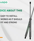 Rock Solid 20 Inch Gas Struts 100 Pound Force Lift Supports For Rv Bed Tonneau Cover Camper Shell Storage Lid Floor Hatch And Boat Lid Smooth Acting Replacement Parts 2 Pack shown mounted with installation benefits.
