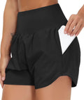 Women's High Waist Running Shorts With Liner For Athletic Training And Hiking Zip Pockets And Back Pocket Secure No Roll Waistband All Day Comfort Gym Grind Ready For Gym And Road Running Black Medium