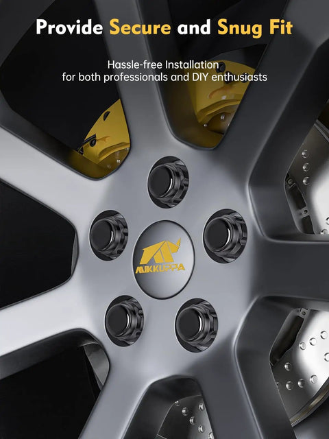 Close-up of M12x1.5 Spline Lug Nuts Replacement for Honda Civic Accord CR-V Camry RAV4 Sienna and More Black 20 Piece Set