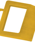 Heavy Duty Hi Viz Yellow Pallet Truck Wheel Chock for concrete, sturdy rubber material, designed for secure fleet equipment locking.