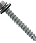 Close-up of Size Fourteen Two Inch 250 Pack Galvanized Hex Head Metal Roofing Screw with EPDM Washer Self Starting
