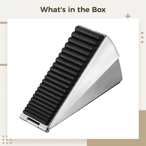 Pop Up Zinc Alloy Door Stopper Wedge With Anti Slip Ribbed Rubber Contact Surface Adjustable Height From 1.85 To 3.1 Inches No Drill Install