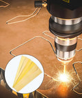 Image of 12 Piece Brass Shim Stock Assortment 6 By 1 Inch For Leveling, Gap Filler, And Trim Fitment, Includes Six Thicknesses From 0.002 To 0.016 In For Diy Projects And Industrial Use with a close-up view of a laser cutting machine.