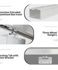 60 Inch Commercial Grade Aluminum Pocket Door Track Kit With Ceiling Mount Box Rail Sliding Hardware for Quiet Operation