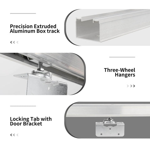 60 Inch Commercial Grade Aluminum Pocket Door Track Kit With Ceiling Mount Box Rail Sliding Hardware for Quiet Operation