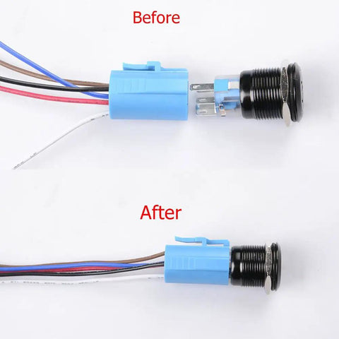 Wiring setup of 19mm Latching Pushbutton Switch With Dope Blue 12V LED Power Symbol 1NO 1NC SPDT On Off Waterproof Toggle Switch