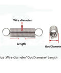 Tough As Nails Galvanized Steel Double Loop Tension Spring 300mm showing specifications for wire diameter and length.