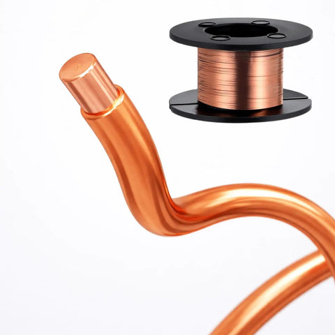 Two Pack 0.1mm Enameled Copper Solder Wire for PCB and Cell Phone Motherboard Repair High Conductivity Soldering Wire showcasing spool and copper detail.