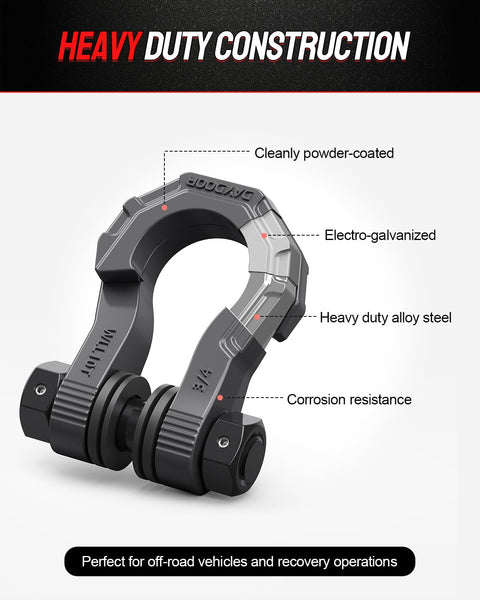 Beefy Heavy Duty D Ring Shackles Two Pack With Seven Eighths Inch Pin Forty Five Thousand Pound Break Strength Easy Open Towing Shackle