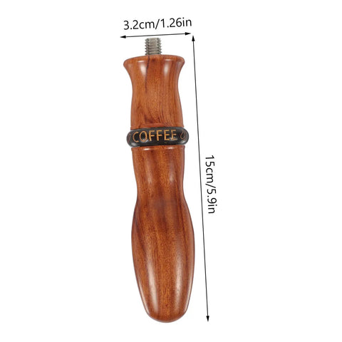 Espresso Portafilter Handle Replacement For Coffee Machines 5.9 Inch Wooden Grip Italian M10 Compatible shown with measurements