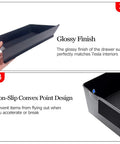 Glossy finish and non-slip design of Tesla Model S And X Center Console Cubby Drawer Organizer Storage Box Drop-In for 2012-2021 LHD