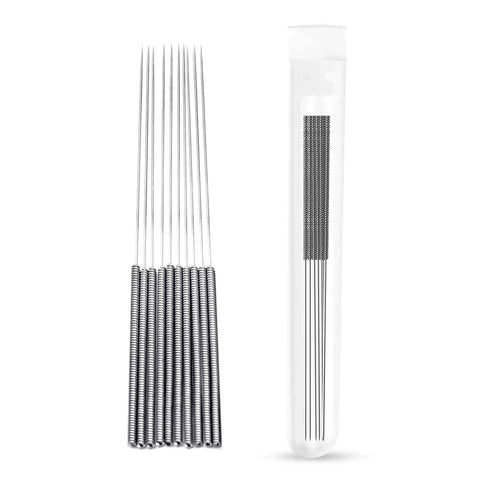 20 Pack 0.4mm Stainless Steel Nozzle Cleaning Needles for 3D Printers Quick Clog Removal and Deep Cleaning next to storage tube