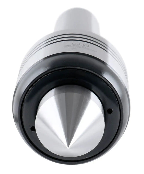 Close-up view of MT5 Morse Taper Live Center For Precision Turning Beefy Medium Duty 0.0002 Inch Accuracy 10.20 Inch Overall Length Anti Dust Seal