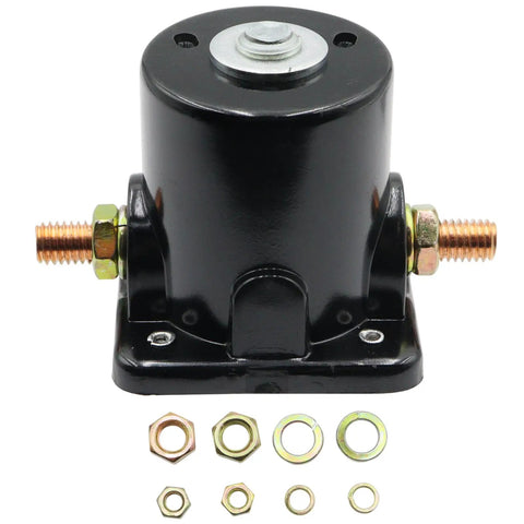 Starter With Relay Replacement For Johnson And Evinrude Outboards 85HP To 140HP showing solenoid relay and nuts
