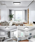 Ultra Thin 12 Inch 24W LED Flush Mount Ceiling Light 5000K Daylight White Square Surface Mount Panel in modern rooms