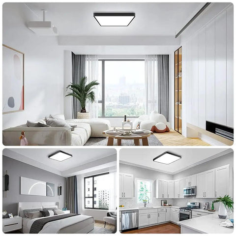 Ultra Thin 12 Inch 24W LED Flush Mount Ceiling Light 5000K Daylight White Square Surface Mount Panel in modern rooms