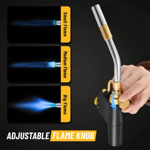 High Intensity Propane Torch Head With Trigger Start For MAP Pro Tanks shown with adjustable flame knob and blue flames