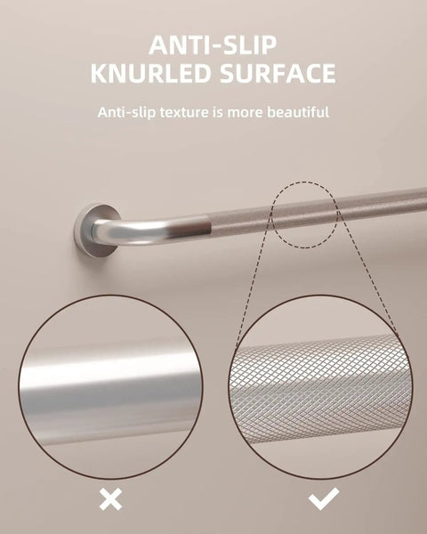 Close-up of 32 Inch Anti Slip Shower Grab Bar with Satin Brushed Nickel Finish showing knurled middle and smooth ends.