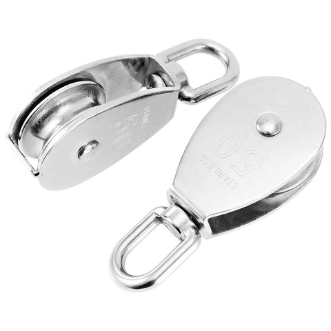 M50 Single Pulley Block 4 Pack Heavy Duty Stainless Steel Pulley System with swivel eye for wire and rope lifting