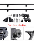6.6Ft Rolling Library Ladder Hardware Kit With Floor Roller And Brake, heavy duty carbon steel sliding system, parts view