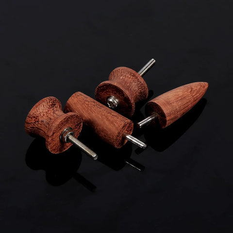Premium Rosewood Leather Craft Set Includes Pointed Burnisher Slicker And Dremel Bits For Clean Edge Work Heavy Duty Finishing Gear showing various burnishers.