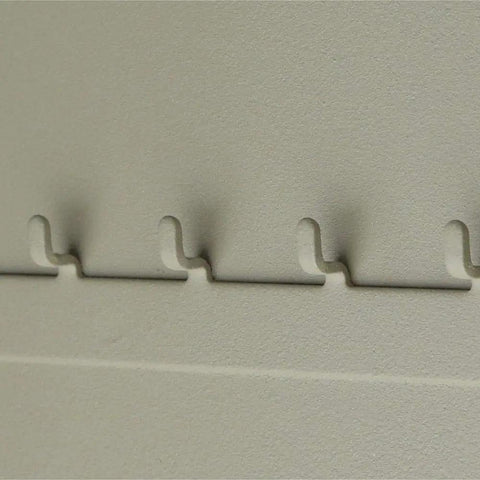 Close-up of interior hooks in Sturdy Thirty Key Wall Mounted Locker With One Thousand Plus Combinations, Sixteen Gauge Steel