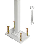 Indoor Wooden Stair Hand Rail With Wall Mount And Metal Brackets, base detail with mounting hardware and wrench