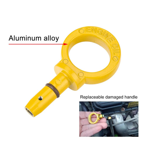 Aluminum Oil Dipstick Pull Handle Replacement For Dodge Chrysler Jeep Models With Viton O Ring And Installation Kit Yellow