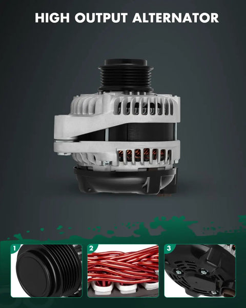 Beefy 12V 130Amp High Output Alternator Replacement For Honda Odyssey 2013-2017 3.5L V6 With 6 Groove Pulley