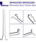 Microwave Door Torsion Spring Kit Left And Right Stainless Steel Models for KitchenAid Whirlpool, close up of springs