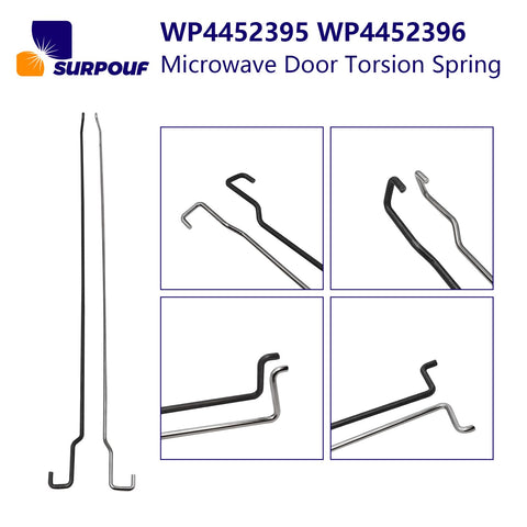 Microwave Door Torsion Spring Kit Left And Right Stainless Steel Models for KitchenAid Whirlpool, close up of springs