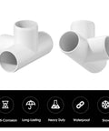 Two pieces of Four Pack One And A Half Inch PVC Elbow Fittings Four Way Cross Heavy Duty Furniture Grade Pipe Connector