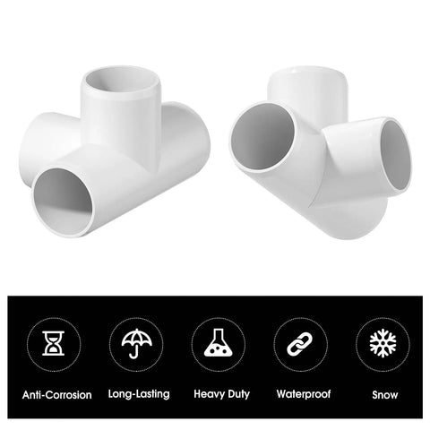 Two pieces of Four Pack One And A Half Inch PVC Elbow Fittings Four Way Cross Heavy Duty Furniture Grade Pipe Connector