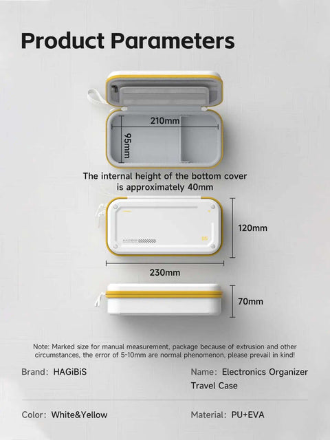 Tough White Hardshell Tech Case Keeps Your Cables Chargers Power Banks And Digital Stash Tight So You Can Just Tote It In Your Satchel Without Dropping Any Dope Gear On The Go dimensions and design details displayed.